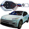 Deepal S05 metal key cover with matte black finish and metallic trim, shown with the Deepal S05 SUV