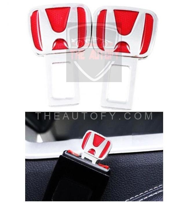 Honda Red Logo Seat Belt Clip | Safety Belt Buckles - 2pcs - THEAUTOFY.COM