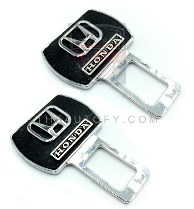Honda Seat Belt Clip with Logo Black Chrome - 2pcs - THEAUTOFY.COM