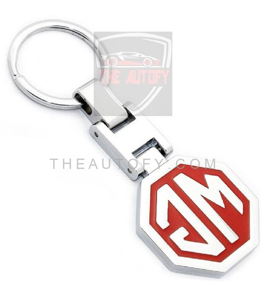 MG Logo Metal Keychain Keyring - Red - THEAUTOFY.COM