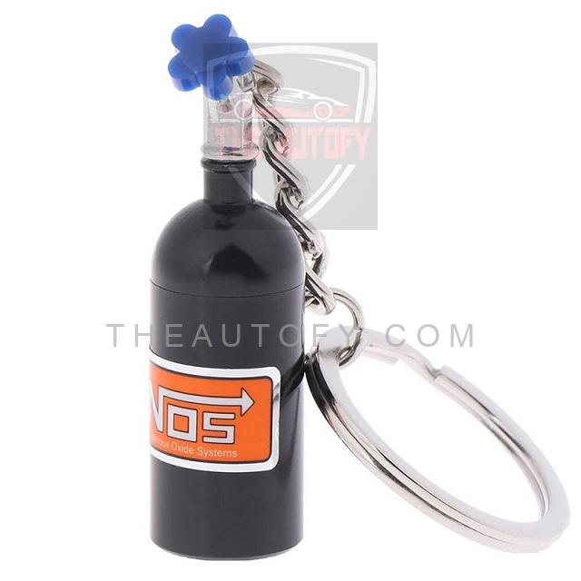NOS Can Cylinder Shape Keychain Keyring - Black - THEAUTOFY.COM