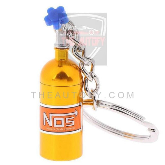 NOS Can Cylinder Shape Keychain Keyring - Golden - THEAUTOFY.COM