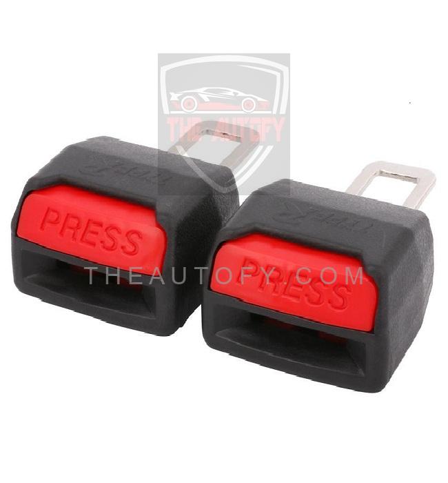 Seat Belt Clips Red & Black | Safety Belt Buckles - 2pcs - THEAUTOFY.COM