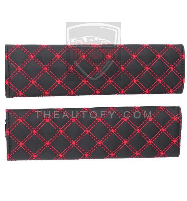 Seat Belt Covers | Seat Belt Shoulder Cover Pads - Red Black - THEAUTOFY.COM