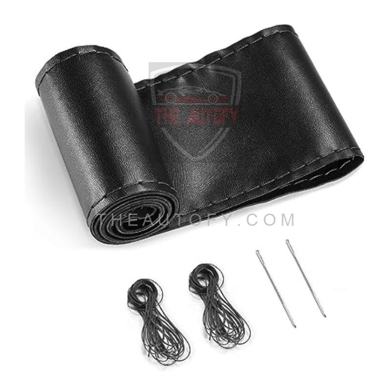 Steering Cover Black Rexine Stitchable