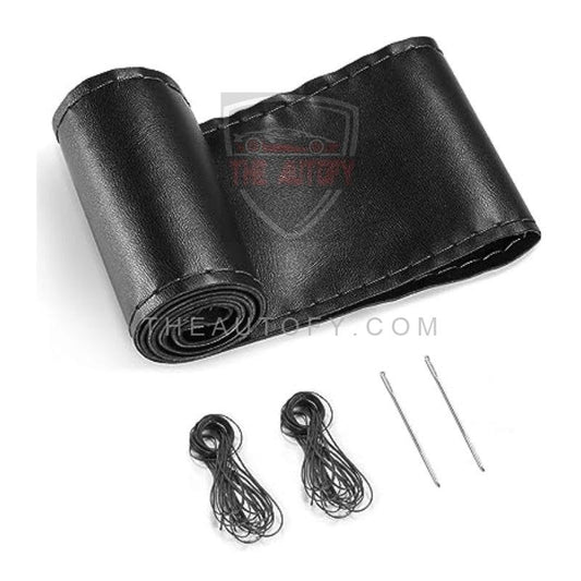 Steering Cover Black Rexine Stitchable - THEAUTOFY.COM