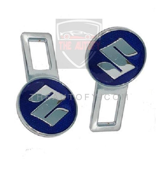 Suzuki Blue Logo Seat Belt Clip | Safety Belt Buckles - 2pcs - THEAUTOFY.COM