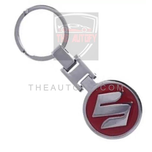 Suzuki Logo Metal Keychain Keyring - Red - THEAUTOFY.COM