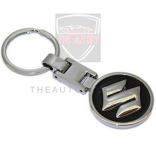 Suzuki Logo Metal Keychain Keyring - Black