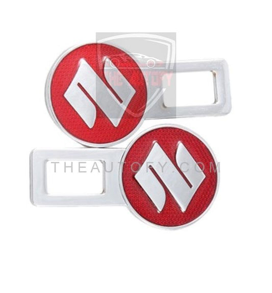 Suzuki Red Logo Seat Belt Clip - 2pcs - THEAUTOFY.COM
