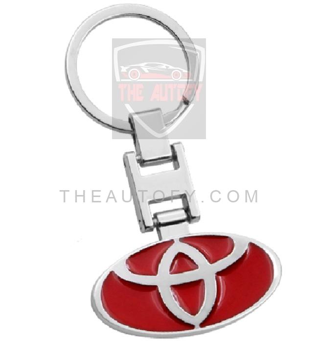 Toyota Logo Metal Keychain Keyring - Red - THEAUTOFY.COM