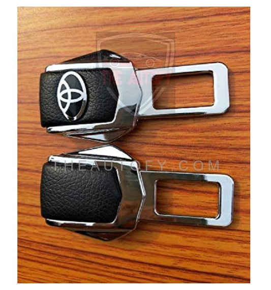 Toyota Seat Belt Clip Logo Black Chrome - 2pcs - THEAUTOFY.COM