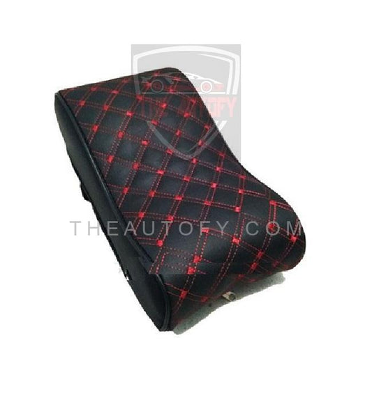 Universal Armrest Cushion Stitched - Black & Red - THEAUTOFY.COM