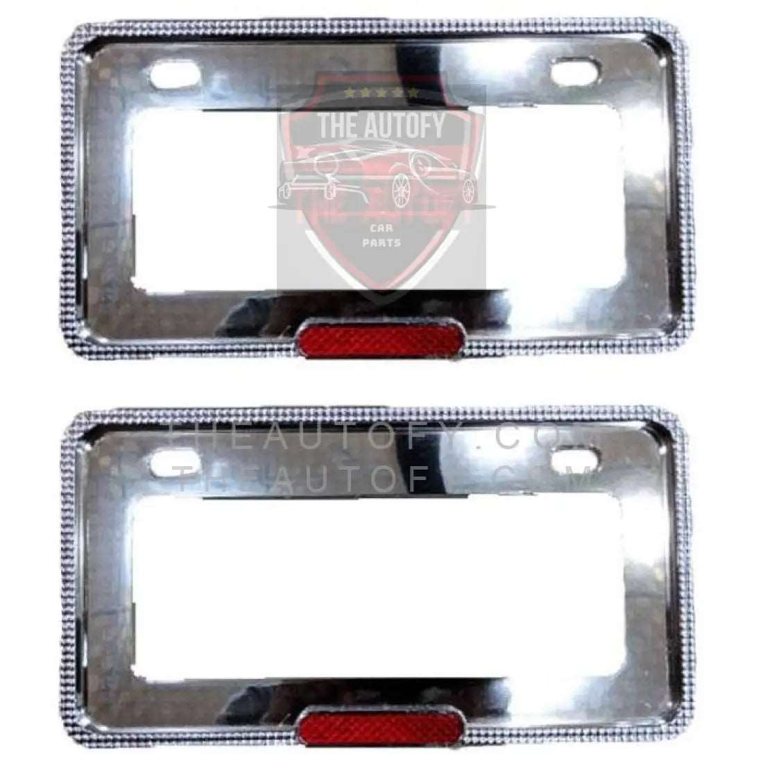 Chrome License Number Plate Frame With Reflector - Pair - THEAUTOFY.COM