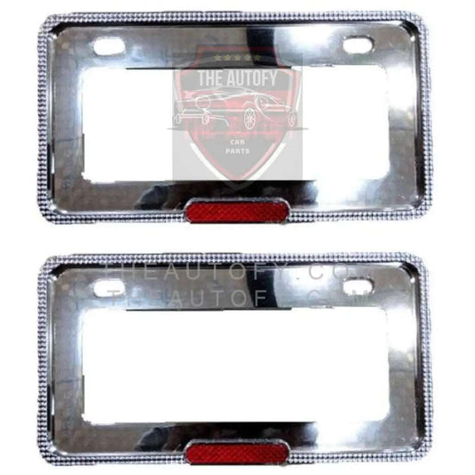 Chrome License Number Plate Frame With Reflector - Pair - THEAUTOFY.COM