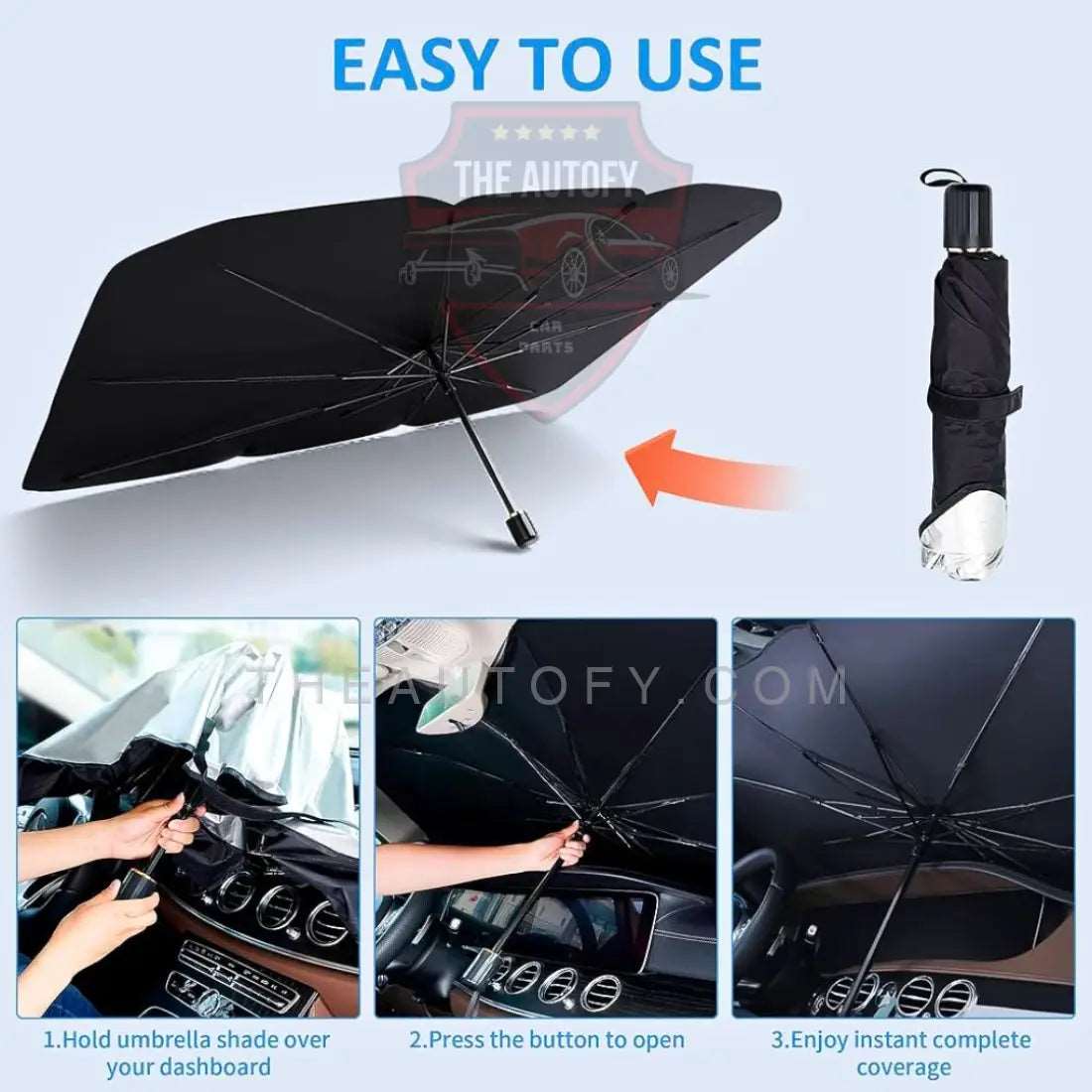 Foldable Car Umbrella Sun Shade Cover for Windshield - Universal - THEAUTOFY.COM