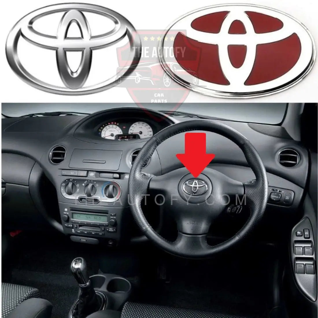 Toyota Vitz Steering Logo Model 1998-2005 - THEAUTOFY.COM