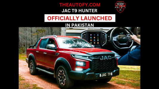 Red JAC T9 Hunter pickup truck and interior dashboard, launched in Pakistan, The Autofy