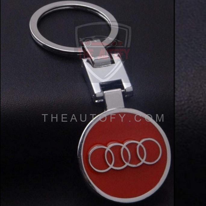 Audi Logo Metal Keychain Keyring - Red