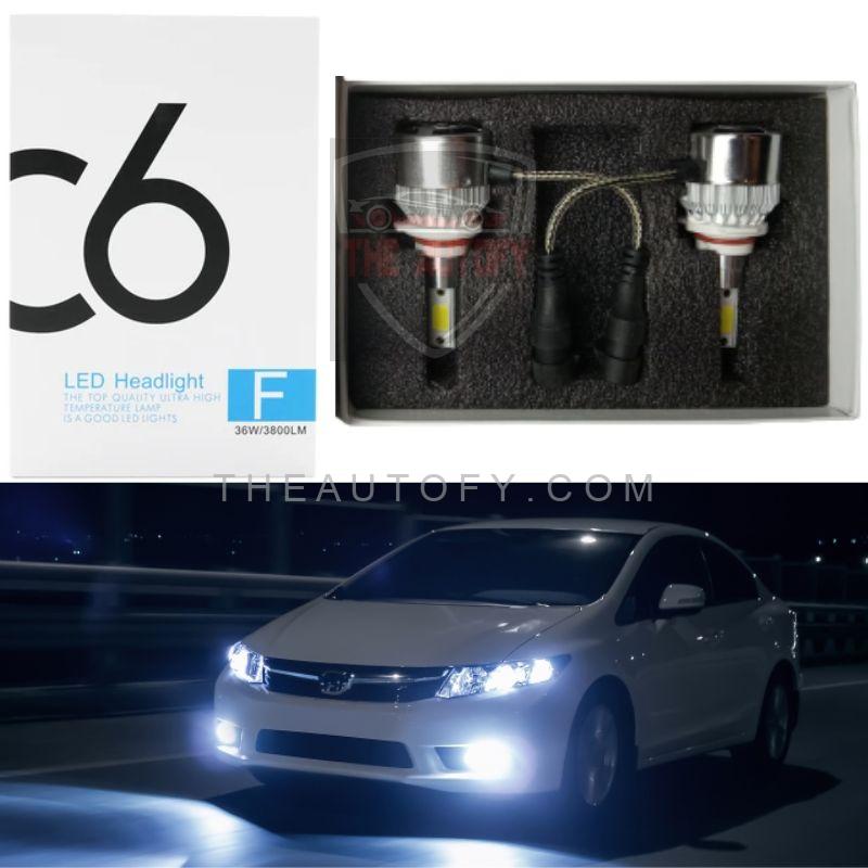 C6 LED SMD 9006 For Car Headlight Bulb White - Set of 2pcs