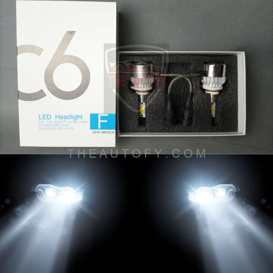 C6 LED SMD H11 For Car Headlight Bulb White - Set of 2pcs