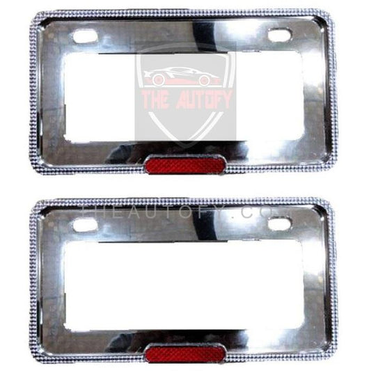 Chrome License Number Plate Frame With Reflector - Pair