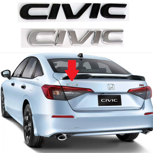 Honda Civic Chrome Matte Black Logo Monogram Model 2022-2024