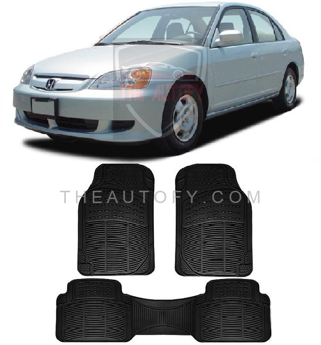 3-Piece XPE Leather Floor Mats For Honda Civic 2006-2011 – Black, Front & Rear (4-Door Only)