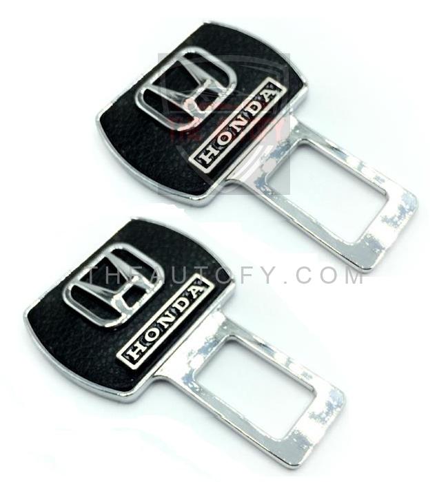 Honda Seat Belt Clip with Logo Black Chrome - 2pcs