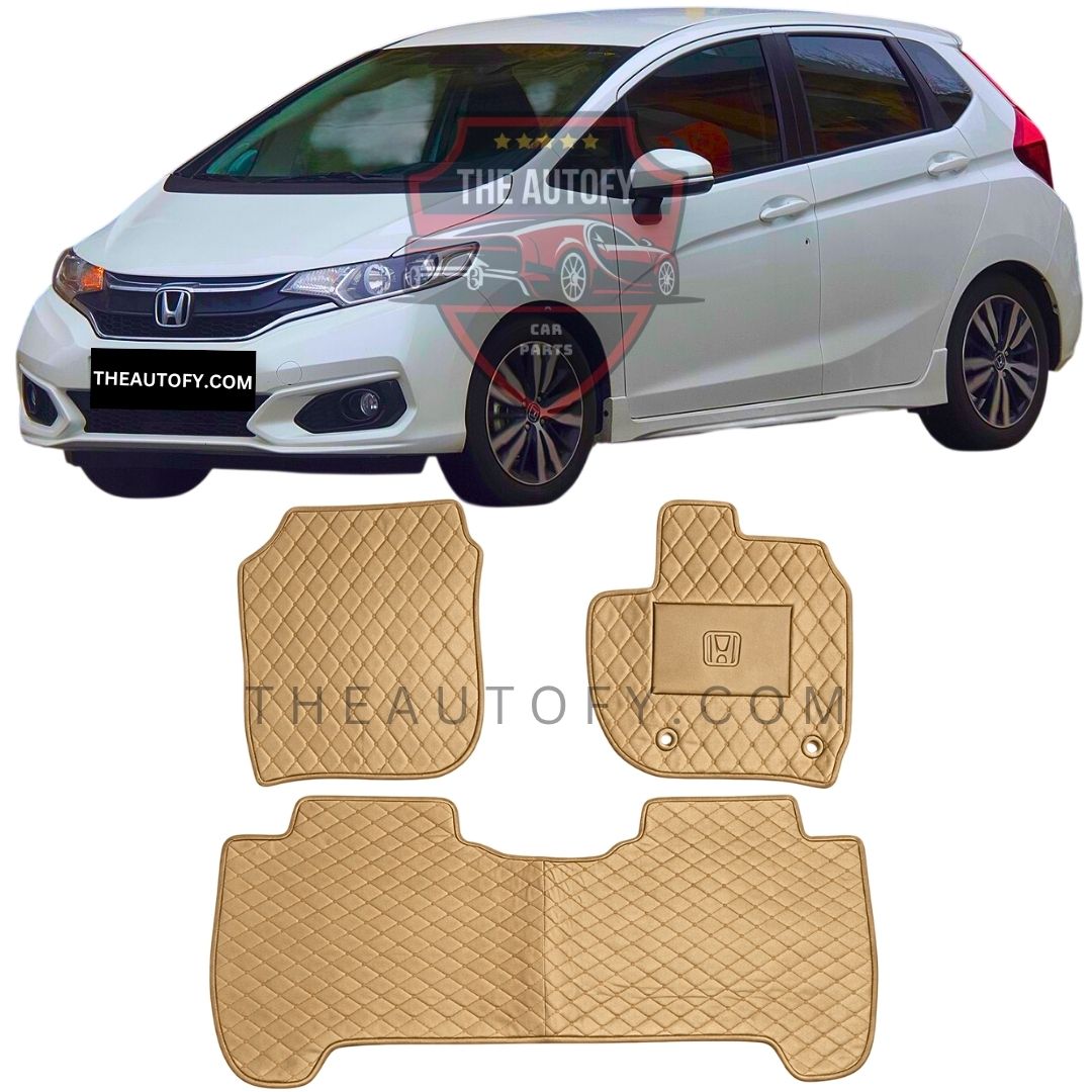 HondaFitJazzDiamondStichedFloorMatsSet-Beige