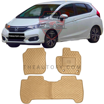 HondaFitJazzDiamondStichedFloorMatsSet-Beige
