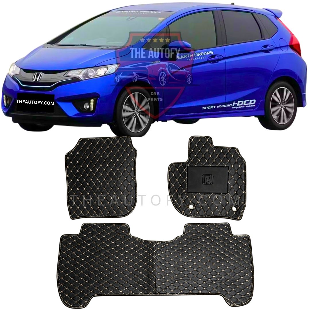 HondaFitJazzDiamondStichedFloorMatsSet-Black