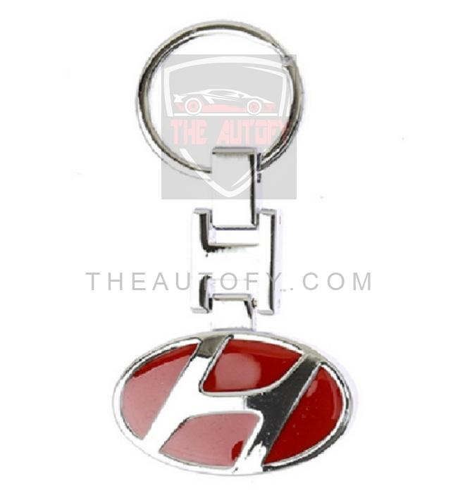 Hyundai Logo Metal Keychain Keyring - Red