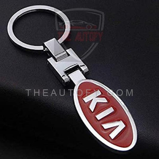 Kia Logo Metal Keychain Keyring - Red
