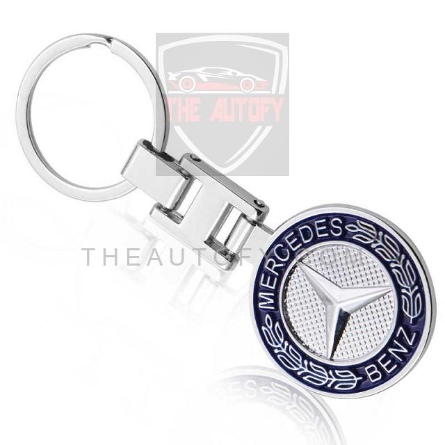 Mercedes Benz Logo Metal Keychain Keyring - Blue