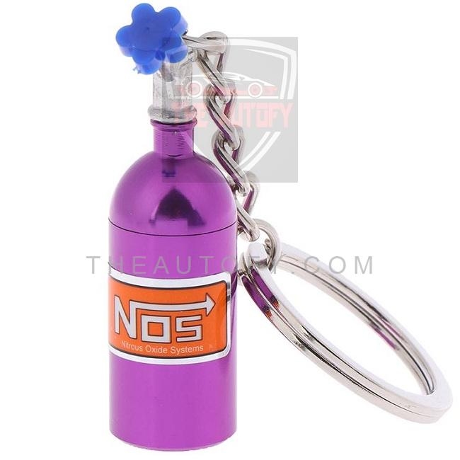 NOS Can Cylinder Shape Keychain Keyring - Purple