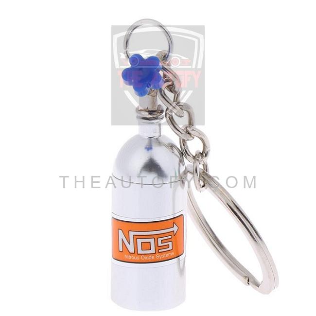 NOS Can Cylinder Shape Keychain Keyring - Silver