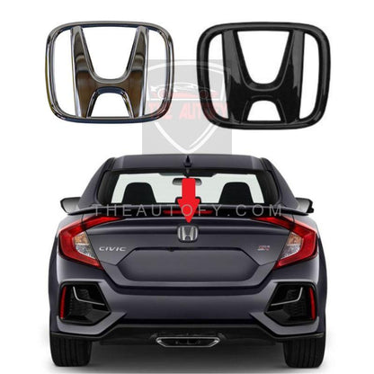 Honda Civic Chrome | Matte Black Rear Trunk Logo - Model 2016-2022