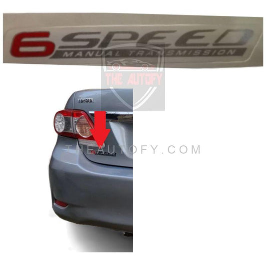 Toyota Corolla 6 Speed Manaul Transmission Sticker Model 2011-2014