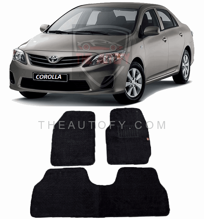 Custom Fit Gray Carpet Floor Mats For Toyota Corolla (2006–2015) — Full Set, Easy Clean
