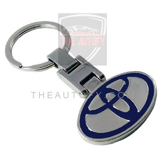 Toyota Logo Metal Keychain Keyring - Chrome Blue