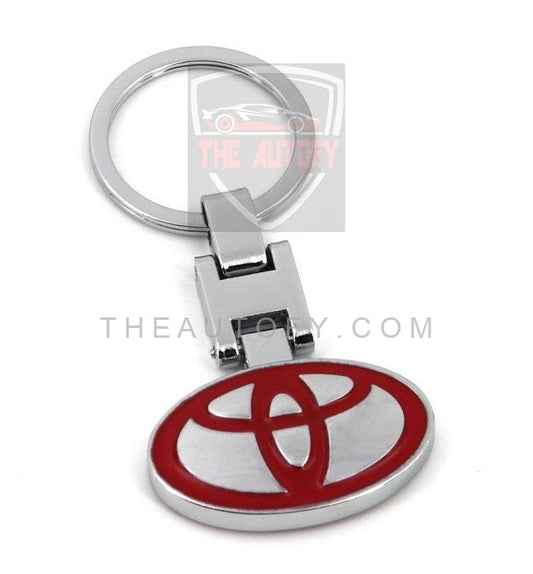 Toyota Logo Metal Keychain Keyring - Chrome Red