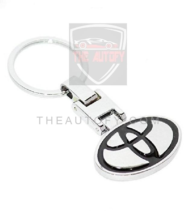 Toyota Logo Metal Keychain Keyring - Chrome Black