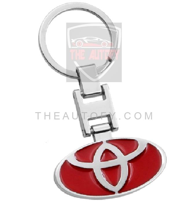 Toyota Logo Metal Keychain Keyring - Red