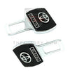 Toyota-Seat-Belt-Clip-Leather-Logo-Black-Chrome-2pcs