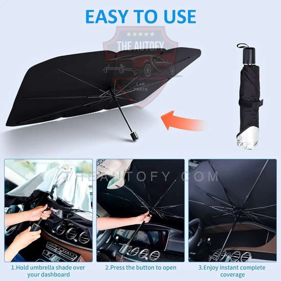 Foldable Car Umbrella Sun Shade Cover For Windshield - Universal