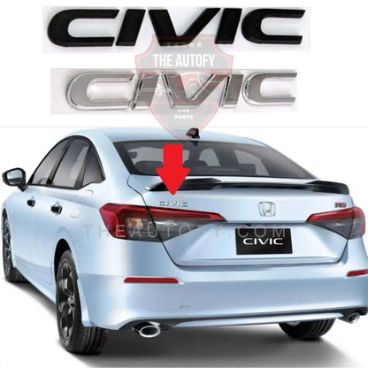 Honda Civic Chrome Matte Black Logo Monogram Model 2022-2024