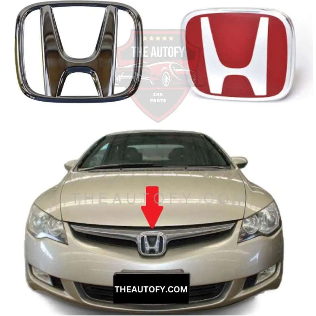 Honda Civic Front Grill Chrome Logo - Model 2006-2012 Honda Civic Front Grill Chrome Logo - Model 2006-2012