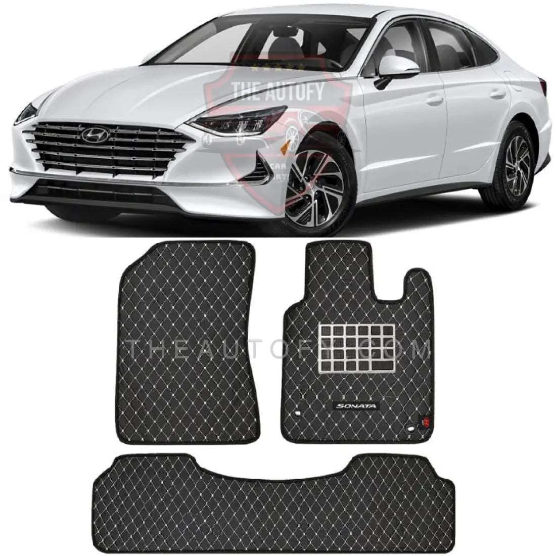 Hyundai Sonata Floor Mats - Model 2021-2024 7D Flat Style / Black