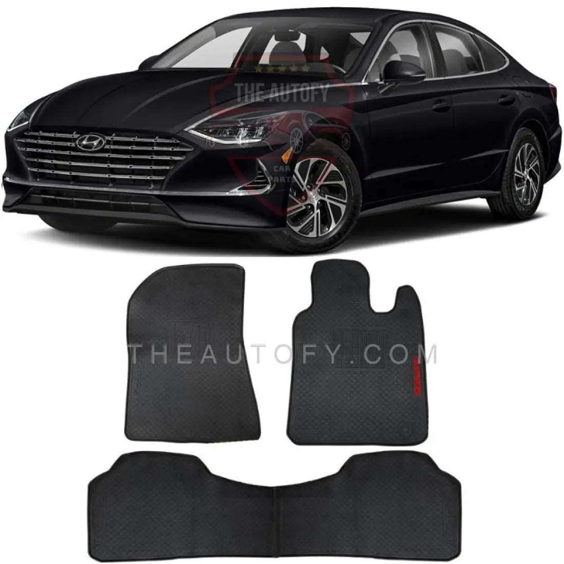 Hyundai Sonata Floor Mats - Model 2021-2024 Latex Rubber / Black